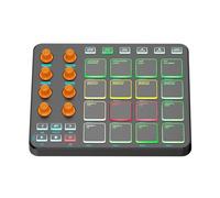 Btuty Pad MIDI RVB Personnalisable, Clavier MIDI sans Fil, 16 Pads RVB, 6 Boutons, 8 Boutons, Application Mobile PC Rechargeable, Prise en Charge pour les Débutants, avec Clavier (Noire)