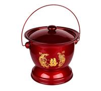 BTWYU Bouteille d'urine,Urinoir pour Hommes Crachoir en métal for Femme avec Couvercle, urinoir Portable for Mariage, Bassin for Personnes âgées(Red Handle)