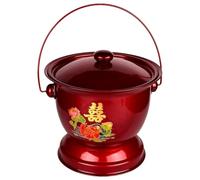 BTWYU Bouteille d'urine,Urinoir pour Hommes Crachoir en métal for Femme avec Couvercle, urinoir Portable for Mariage, Bassin for Personnes âgées(Red Handle a)