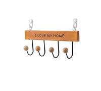 BTWYU Crochets muraux Porte-manteau en métal et bois avec crochets for manteau, écharpe, sac, serviette, clé, casquette, tasse(Brown,5hooks)