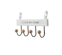 BTWYU Crochets muraux Porte-manteau en métal et bois avec crochets for manteau, écharpe, sac, serviette, clé, casquette, tasse(White,4hooks)