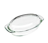 BTWYU Plaque de cuisson Plat de cuisson ovale en verre transparent avec couvercle, verre borosilicate résistant à la chaleur