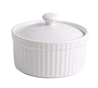 BTWYU Plaque de cuisson Ramequins en porcelaine avec couvercle Mini cocotte for tremper la crème anglaise en apéritif(White)