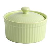 BTWYU Plaque de cuisson Ramequins en porcelaine avec couvercle Mini cocotte for tremper la crème anglaise en apéritif(Green)