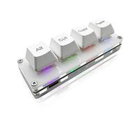 BTXETUEL Mini clavier 4 touches Select-All Cut Copy Paste Macro Pad Ctrl A X C V Clavier mécanique de jeu RVB Clavier OSU Clavier programmable pour le travail et les jeux (Blanc)