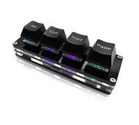 BTXETUEL Mini clavier 4 touches Select-All Cut Copy Paste Macro Pad Ctrl A X C V Clavier mécanique de jeu RVB Clavier OSU Clavier programmable pour le travail et les jeux (Noir)