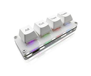 BTXETUEL Mini clavier 4 touches Select-All Cut Copy Paste Macro Pad Ctrl A X C V Clavier mécanique de jeu RVB Clavier OSU Clavier programmable pour le travail et les jeux (Blanc)