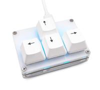 BTXETUEL Mini clavier de jeu mécanique WASD à 4 touches, clavier de jeu mécanique programmable USB-C personnalisé pour le travail ou les jeux vidéo (blanc, touches fléchées 2)