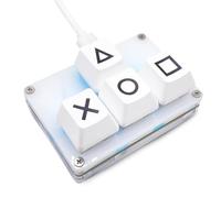BTXETUEL Mini clavier WASD à 4 touches, touches fléchées, clavier de jeu mécanique à une main, programmable, USB-C personnalisé, pour le travail ou les jeux vidéo (blanc, touches X-B)