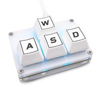 BTXETUEL Mini clavier WASD à 4 touches, touches fléchées, clavier de jeu mécanique programmable USB-C personnalisé pour le travail ou les jeux vidéo (blanc, touches WASD)