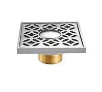 BTYKUYOO Drains 10x10cm Drain de Sol Carré en Laiton Couvercles de Drain de Douche Linéaires Machine à Laver Utilisation Salle de Bain Balcon Grille à Déchets, Style Bas(Low Style)