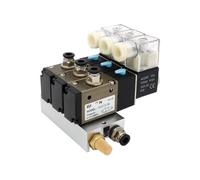 BTYKUYOO Électrovanne normalement fermée 3V210-08-NC, Bloc de Stations avec Silencieux, Base Montage, collecteur, 3 Ports, 12 V CC, 24 CA, 110, 220, 1 pièce(Dc24v 12mm Fittings,4 Stations)