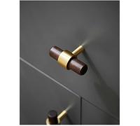 BTYQKZVPM Boutons d'armoire/placard en bois, Paquet de 2 poignées d'armoire en bois et laiton(Length 50mm)