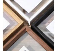 BTYQKZVPM Cadre Photo pour la Maison et la décoration Murale Cadre Photo Flottant en Bois A4 Double Face avec Double vitrage(Wood Color,Square 7 inches)