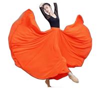 BTYQKZVPM Jupes Longues à Volants Costume de Danse orienta Jupe de Danse lyrique Performances Jupe Longue à Double épaisseur en Mousseline de Soie à Taille élastique(Orange,L)