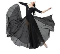 BTYQKZVPM Jupes Longues à Volants Costume de Danse orienta Jupe en Mousseline de Soie for Fille Adulte, Jupe de Ballet Romantique for entraînement et Performance(Black,M)