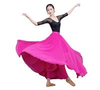 BTYQKZVPM Jupes Longues à Volants Costume de Danse orienta Jupe Longue en Mousseline de Soie à Double Couche Jupes de Plage de Vacances d'été Violet Vert Blanc(Rose Red,XL)