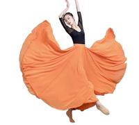 BTYQKZVPM Jupes Longues à Volants Costume de Danse orienta Jupe Longue en Mousseline de Soie à Double Couche for Vacances d'été, Plage, Violet, Vert, Blanc(Orange,M)