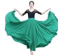 BTYQKZVPM Jupes Longues à Volants Costume de Danse orienta Jupe Longue en Mousseline de Soie à Double Couche Jupes de Plage de Vacances d'été Violet Vert Blanc(Grass Green,XS)