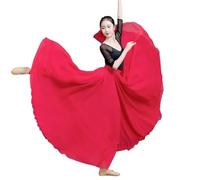 BTYQKZVPM Jupes Longues à Volants Costume de Danse orienta Jupe Longue en Mousseline de Soie à Double Couche for Vacances d'été, Plage, Violet, Vert, Blanc(Red,XS)