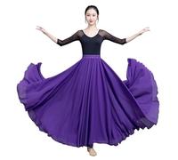 BTYQKZVPM Jupes Longues à Volants Costume de Danse orienta Jupe Longue en Mousseline de Soie à Double Couche Jupes de Plage de Vacances d'été Violet Vert Blanc(Purple,XS)