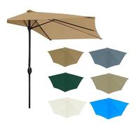 BTYQKZVPM Parasol de Jardin, Auvent de Parapluie Demi-Cercle Remplacement, 270cm, 5 Baleines, for Patio(Khaki)