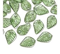 BTYQKZVPM Perles de rocaille Perles artificielles Teintes, Perles acryliques Miniatures en Forme de Feuille d'arbre for la création Bijoux DIY, Multicolores, lot 10 ou 50 pièces(02GN,10PCS)