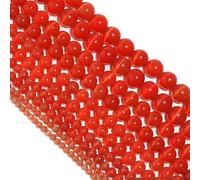 BTYQKZVPM Perles de rocaille Perles artificielles Teintes, Perles en Pierre œil-de-Chat Naturelle Multicolores de 4 à 12 mm for la création Bijoux DIY(Red,12mm APX 30pcs)