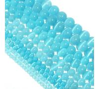 BTYQKZVPM Perles de rocaille Perles artificielles Teintes, Perles en Pierre œil-de-Chat Naturelle Multicolores de 4 à 12 mm for la création Bijoux DIY(Lake Blue,6mm APX 60pcs)