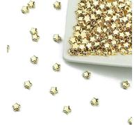 BTYQKZVPM Perles de rocaille Perles artificielles Teintes, Perles en Vrac Multicolores Forme d'étoile CCB 6 mm, 100 à 400 pièces, for la création de Bijoux DIY(Gold,200pcs)