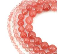 BTYQKZVPM Perles de rocaille Perles artificielles Teintes, Perles Rondes de larvikite Naturelle Multicolores 4 à 10 mm for la création Bijoux(Cherry Quartz,4.0mm (About 91pcs))