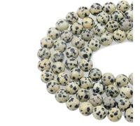 BTYQKZVPM Perles de rocaille Perles artificielles Teintes, Perles Rondes de larvikite Naturelle Multicolores 4 à 10 mm for la création Bijoux(Dalmatian Jasper,6mm (About 63pcs))