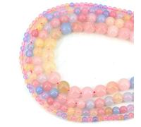 BTYQKZVPM Perles de rocaille Perles artificielles Teintes, Perles Rondes de larvikite Naturelle Multicolores 4 à 10 mm for la création Bijoux(Morganite,8mm (About 46pcs))