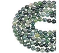 BTYQKZVPM Perles de rocaille Perles artificielles Teintes, Perles Rondes de larvikite Naturelle Multicolores 4 à 10 mm for la création Bijoux(Green Moss Agate,8mm (About 46pcs))