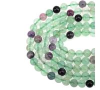 BTYQKZVPM Perles de rocaille Perles artificielles Teintes, Perles Rondes de larvikite Naturelle Multicolores 4 à 10 mm for la création Bijoux(Fluorite,8mm (About 46pcs))