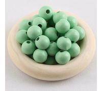 BTYQKZVPM Perles de rocaille Perles artificielles Teintes, Perles Rondes en Bois Multicolores de 12 à 20 mm for la création Bijoux(Medium Green,12mm (100pcs))