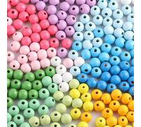 BTYQKZVPM Perles de rocaille Perles artificielles Teintes, Perles Rondes en Bois Multicolores de 12 à 20 mm for la création Bijoux(Mixed Colors,12mm (100pcs))