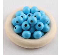 BTYQKZVPM Perles de rocaille Perles artificielles Teintes, Perles Rondes en Bois Multicolores de 12 à 20 mm for la création Bijoux(Medium Blue,16mm (50pcs))