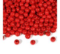 BTYQKZVPM Perles de rocaille Perles artificielles Teintes, Perles Rondes en Bois Multicolores de 12 à 20 mm for la création Bijoux(Red,20mm (50pcs))