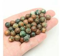 BTYQKZVPM Perles de rocaille Perles artificielles Teintes, Perles Rondes en Pierre volcanique Naturelle Multicolores de 4 à 10 mm for la création Bijoux DIY(Green Rainforest,8mm-45-46pcs)