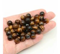 BTYQKZVPM Perles de rocaille Perles artificielles Teintes, Perles Rondes en Pierre volcanique Naturelle Multicolores de 4 à 10 mm for la création Bijoux DIY(Tiger Eye,10mm-36-39pcs)