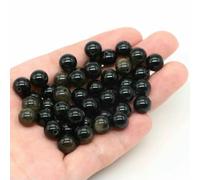 BTYQKZVPM Perles de rocaille Perles artificielles Teintes, Perles Rondes en Pierre volcanique Naturelle Multicolores de 4 à 10 mm for la création Bijoux DIY(Gold Obsidian,8mm-45-46pcs)