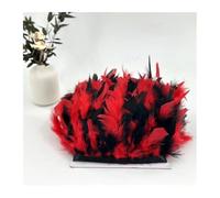 BTYQKZVPM plumes pour sapin de Noël, Frange de plumes dinde multicolore 5m-10m for coudre une robe mariée, décor fête(Black Red,5 M)