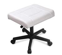 BTYQKZVPM Repose-Pieds Ottoman en Cuir, Repose-Pieds sous Le Bureau avec roulettes, Hauteur réglable, Cuir PU, Blanc et Noir, 52 x 52 x 38-48 cm(White)