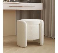 BTYQKZVPM Repose-Pieds Ottoman en Cuir, Storage Ottoman Vanity Stool Pouf Footrest Multicolor 48x42cm (19x16.5 inch)(White)