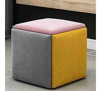 BTYQKZVPM Repose-Pieds Ottoman en Cuir, Tabouret Ottoman empilable 5 en 1, Repose-Pieds, Table d'appoint, Cube Multicolore, Plusieurs Tailles, Lot de 5(Five Colors,45 * 45 * 46Cm)
