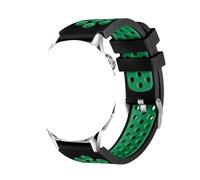 BTYSEQ Bracelet bicolore pour montre GT5 46 mm en silicone poreux avec boucle argentée compatible avec GT4 GT3 GT2 GT 46 mm, Noir - Vert, Watch4 Watch3