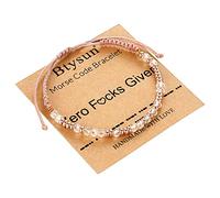 Btysun Bracelet tressé rose avec code morse pour femme, adolescente, cadeau d'anniversaire pour elle, Noël, lycée, remise de diplôme pour elle 2024, bracelet pour maman, Adjustable, Cristal, Pas de
