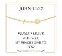 Btysun Cadeau chrétien pour femme, bracelet en or avec croix pour femme, cadeau de confirmation pour adolescentes, baptême, bracelet religieux, bijou religieux avec verset de la Bible, Gold Plated