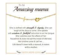Btysun Cadeau chrétien pour femme, bracelet en or avec croix pour femme, cadeau de confirmation pour adolescentes, baptême, bracelet religieux, bijou religieux avec verset de la Bible, 16.5+5, Métal